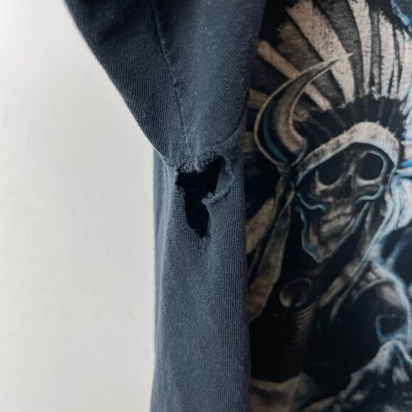 Distressed Vintage Y2K T Shirt Skeleton Mythical Creatures XL Black Graphic Tee - Picture 9 of 16